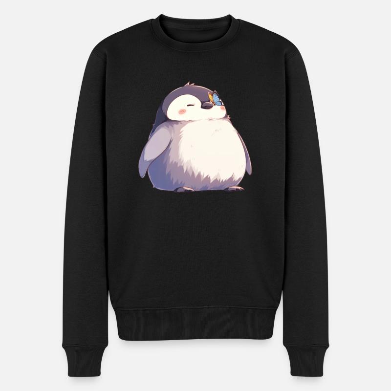 Pingouin Papillon Kawaii Pingouin Mignon - Pull Premium bio Homme - noir