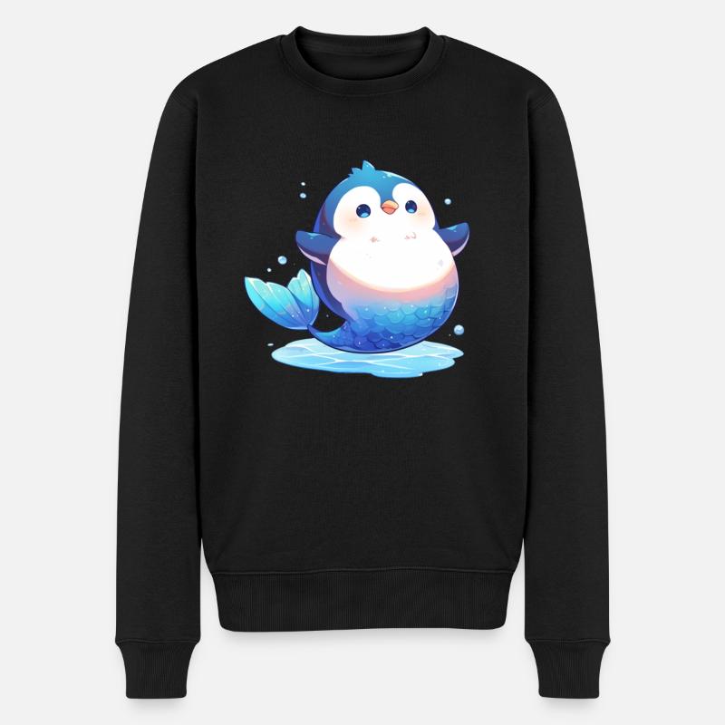 Pinguin Meerjungfrau Kawaii Pinguin Niedlich - Männer Premium Bio Pullover - Schwarz