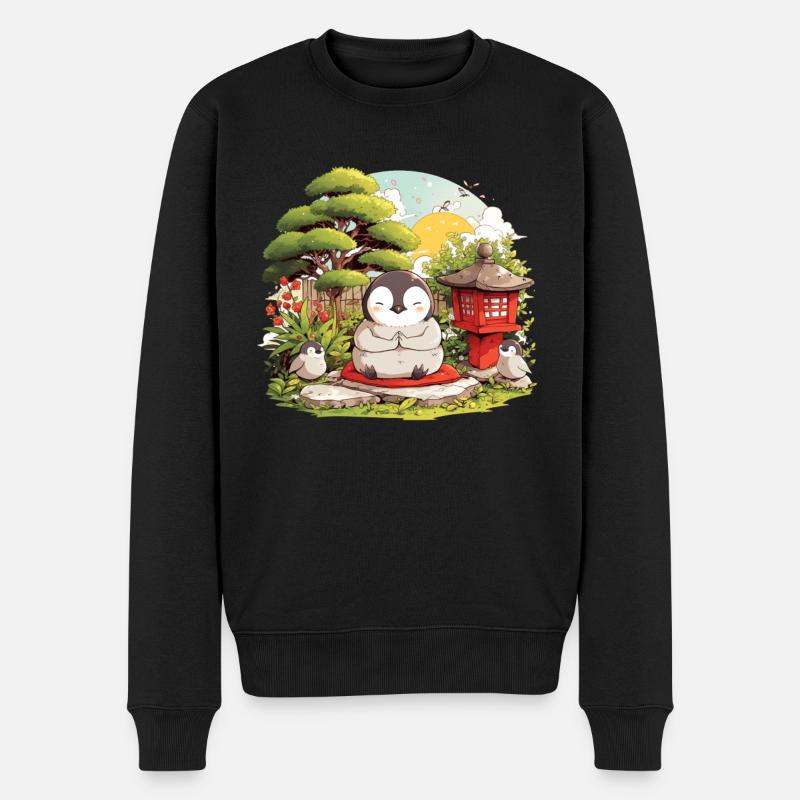 Pingouin Zen Pingouin japonais mignon - Pull Premium bio Homme - noir