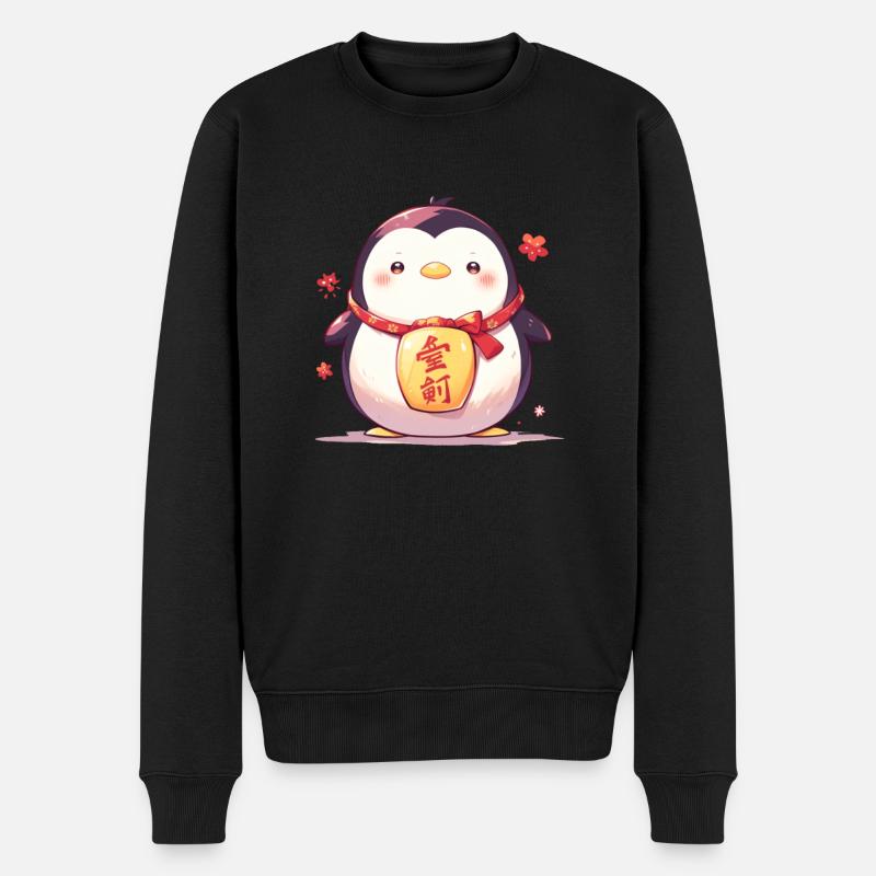 Pingouin Maneki NekoPincin japonais mignon - Pull Premium bio Homme - noir