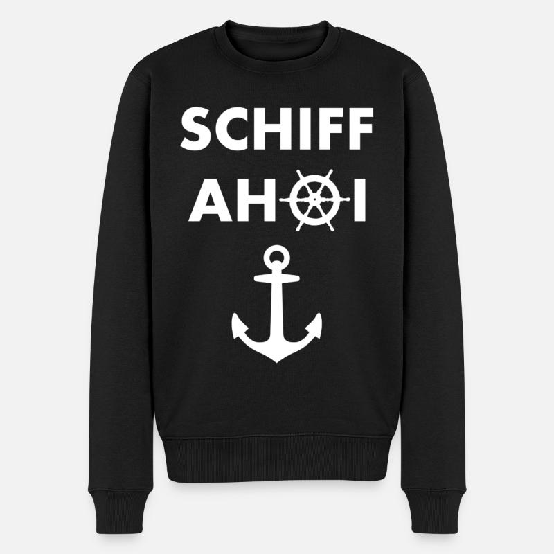 Schiff Ahoi - Männer Premium Bio Pullover - Schwarz