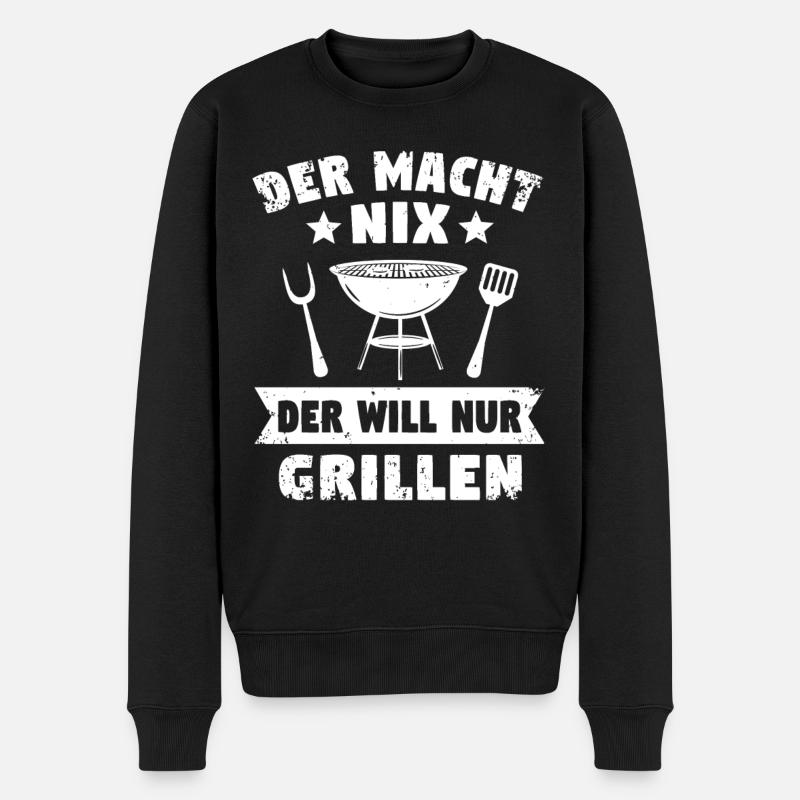 grillen Grill Spruch Geschenk Grillmeister Griller - Männer Premium Bio Pullover - Schwarz