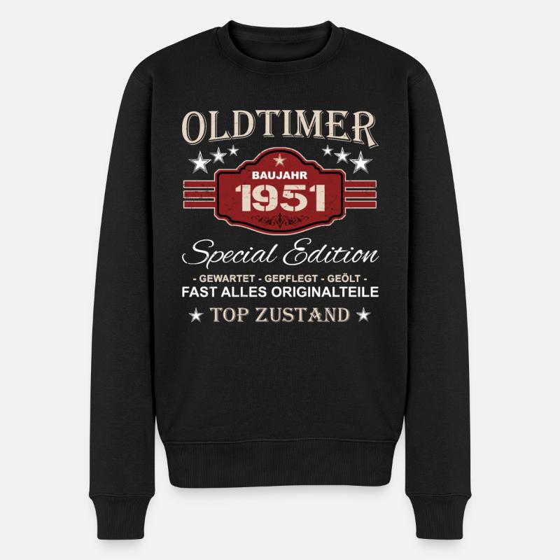 Oldtimer Baujahr 1951 - Opa Vintage - Männer Premium Bio Pullover - Schwarz