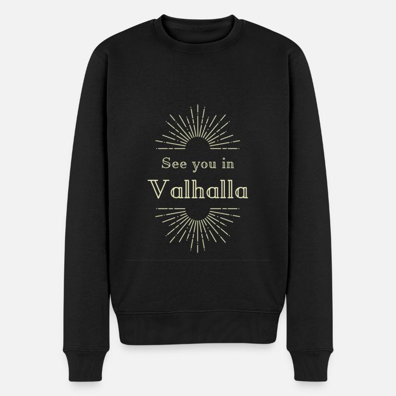 See you in Valhalla - Männer Premium Bio Pullover - Schwarz