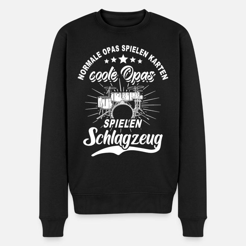 Schlagzeug Opa Drummer Schlagzeuger Opas - Männer Premium Bio Pullover - Schwarz