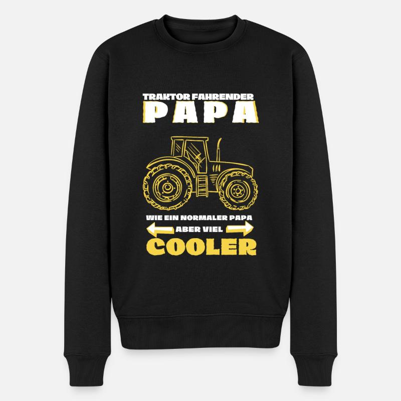 Traktor fahrender Papa Geschenk Geburtstag - Männer Premium Bio Pullover - Schwarz