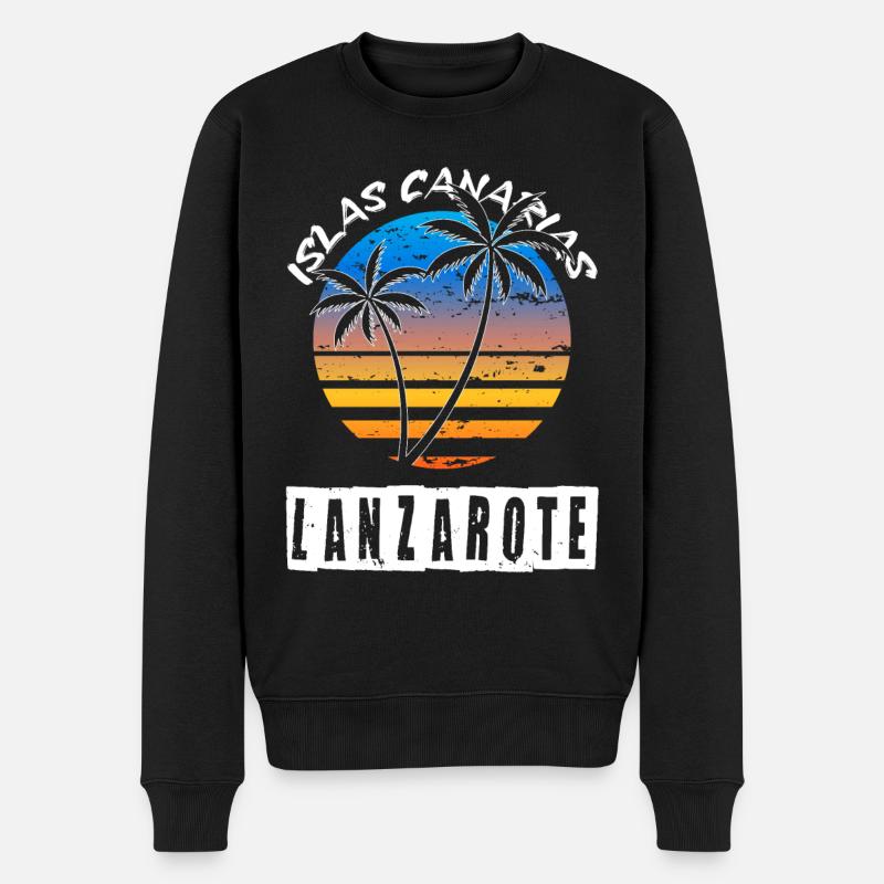 Lanzarote Été Soleil Plage Palmiers de mer - Pull Premium bio Homme - noir