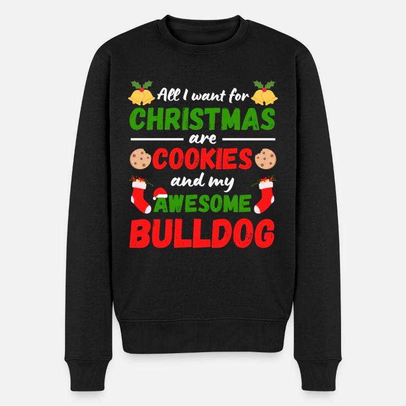 Biscuits bouledogue de Noël - Pull Premium bio Homme - noir