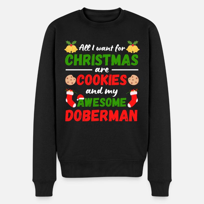 Biscuits Doberman de Noël - Pull Premium bio Homme - noir