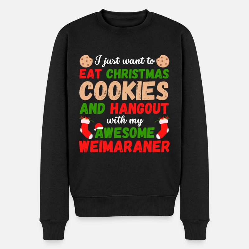 Biscuits Weimaraner de Noël - Pull Premium bio Homme - noir