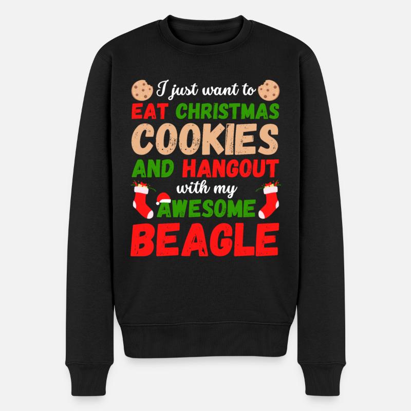 Weihnachten Beagle Kekse - Männer Premium Bio Pullover - Schwarz