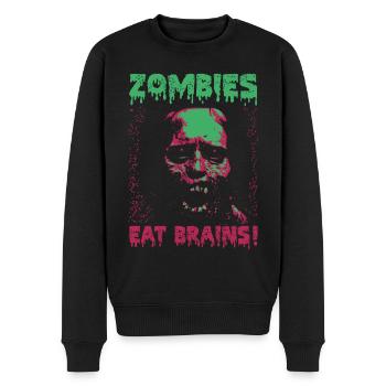 Zombies fressen Gehirne - Männer Premium Bio Pullover - Schwarz - Vorne - Nico (187cm)
