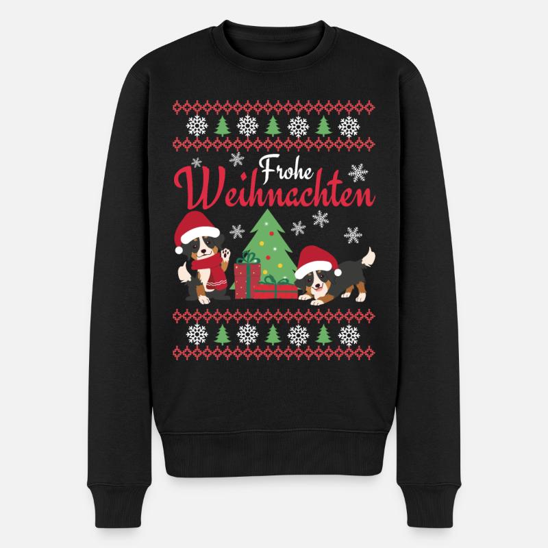 Weihnachten Süßer Berner Sennenhund Kawaii - Männer Premium Bio Pullover - Schwarz