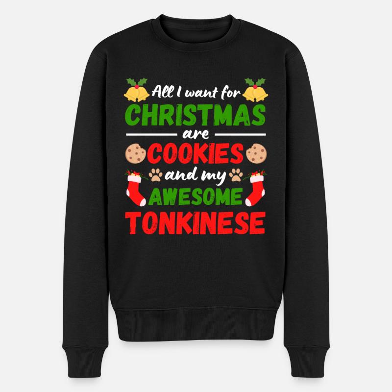 Biscuits de Noël Tonkanese Cat - Pull Premium bio Homme - noir
