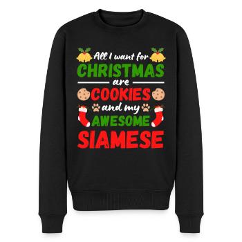 Weihnachten Siam Katze Kekse - Männer Premium Bio Pullover - Schwarz - Vorne - Nico (187cm)