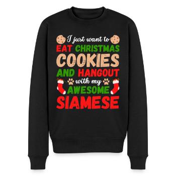 Weihnachten Siam Katze Kekse - Männer Premium Bio Pullover - Schwarz - Vorne - Nico (187cm)