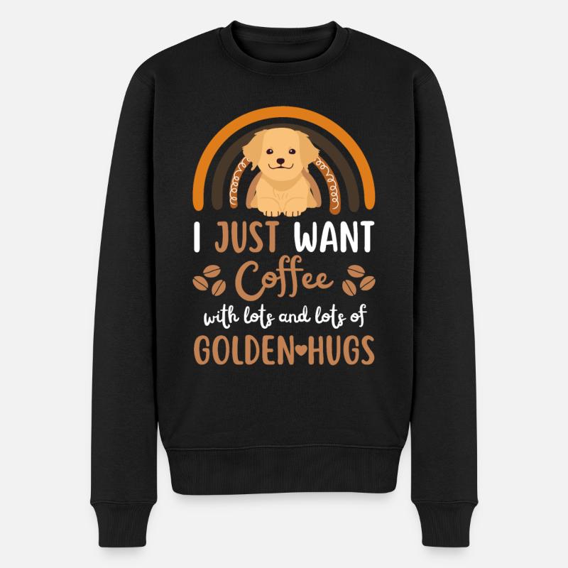 Süßer Golden Retriever Kaffee Hund Cafe kawaii - Männer Premium Bio Pullover - Schwarz