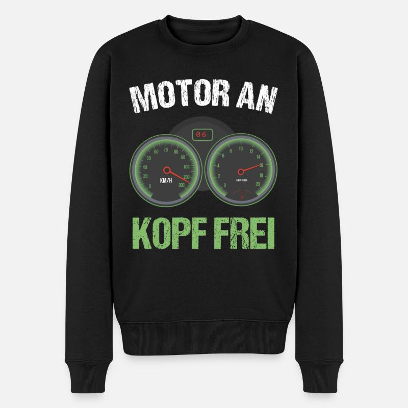 Motor an - Kopf frei - Motorrad Biker Geschenk - Männer Premium Bio Pullover - Schwarz