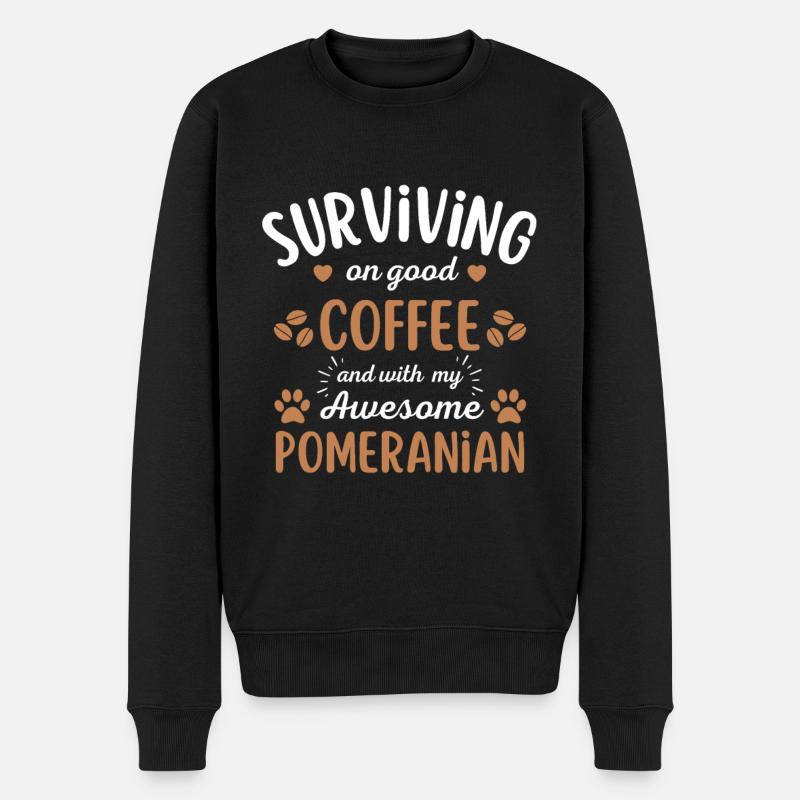 Zwergspitz Café Pour chiens - Pull Premium bio Homme - noir