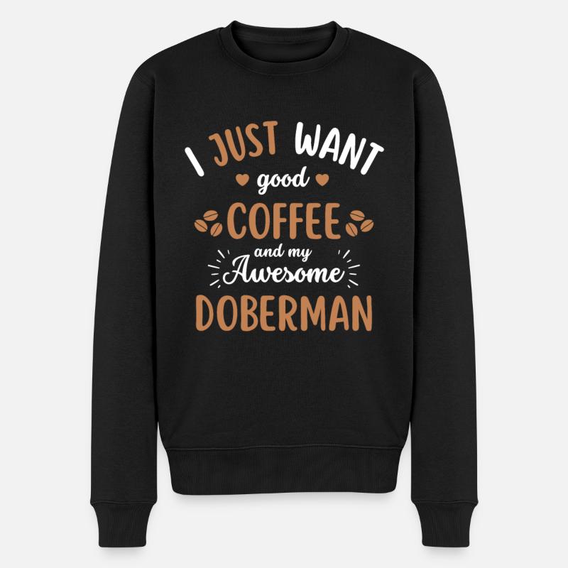 Doberman Coffee Dog Café - Pull Premium bio Homme - noir
