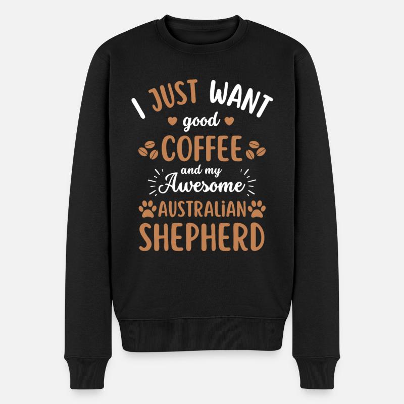 Australischer Schäferhund Kaffee Hund Cafe - Männer Premium Bio Pullover - Schwarz
