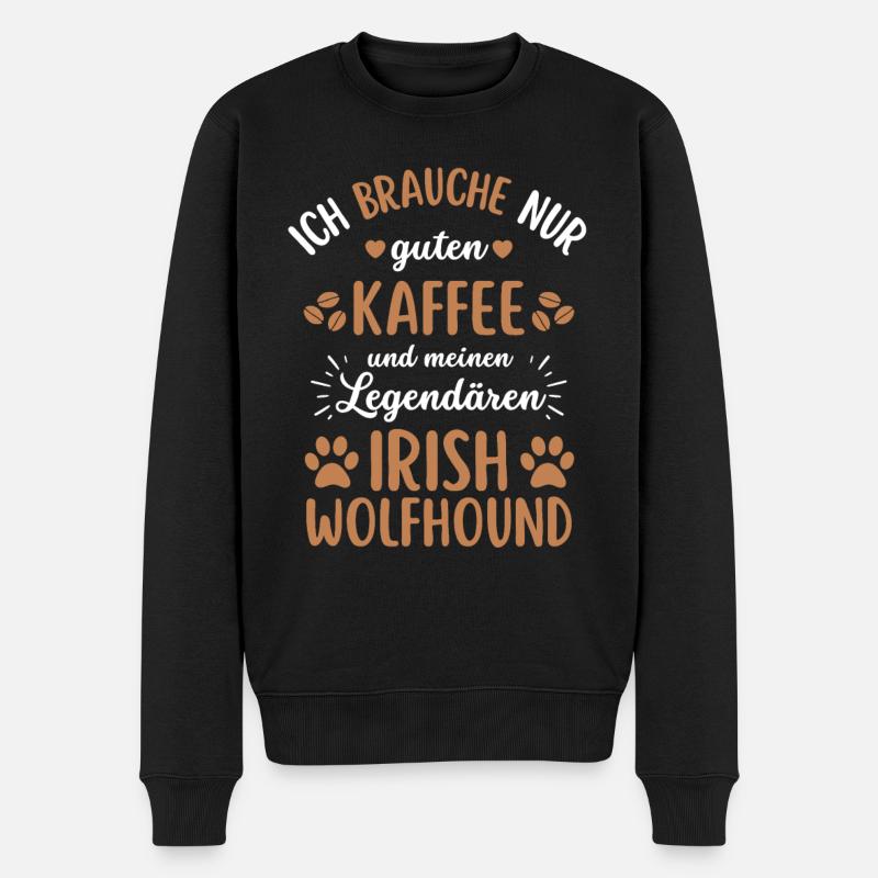 Irish Wolfhound Kaffee Hund Cafe - Männer Premium Bio Pullover - Schwarz