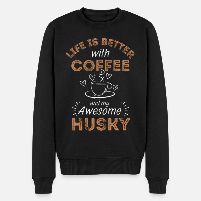 Husky Coffee Dog Cafe - Pull Premium bio Homme - noir