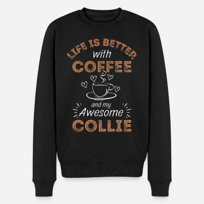 Collie Coffee Dog Cafe - Pull Premium bio Homme - noir
