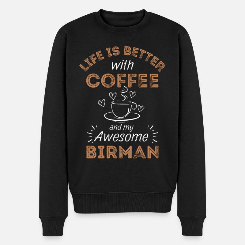 Café birman Cat Coffee - Pull Premium bio Homme - noir