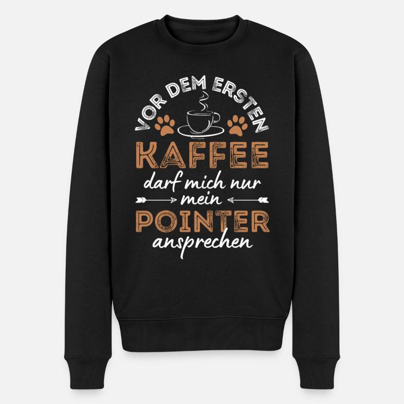 English Pointer Kaffee Hund Cafe - Männer Premium Bio Pullover - Schwarz