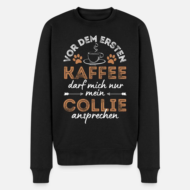 Collie Kaffee Hund Cafe - Männer Premium Bio Pullover - Schwarz