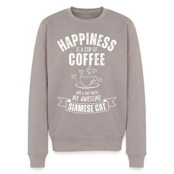 Siam Katze Kaffee Cafe - Männer Premium Bio Pullover - Taupe - Vorne - Nico (187cm)