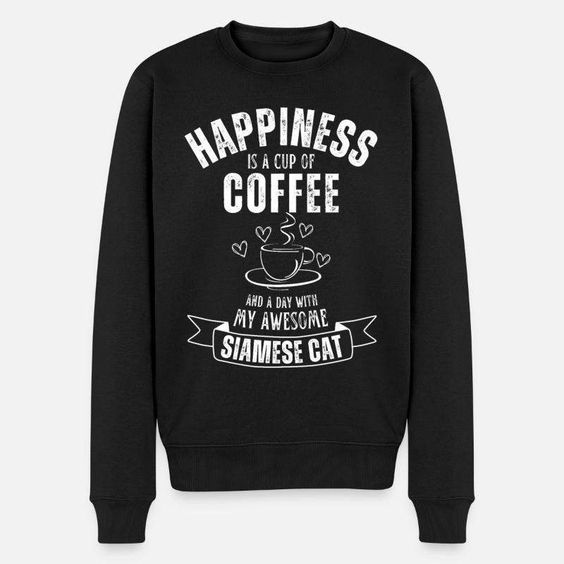 Café Siam Cat - Pull Premium bio Homme - noir