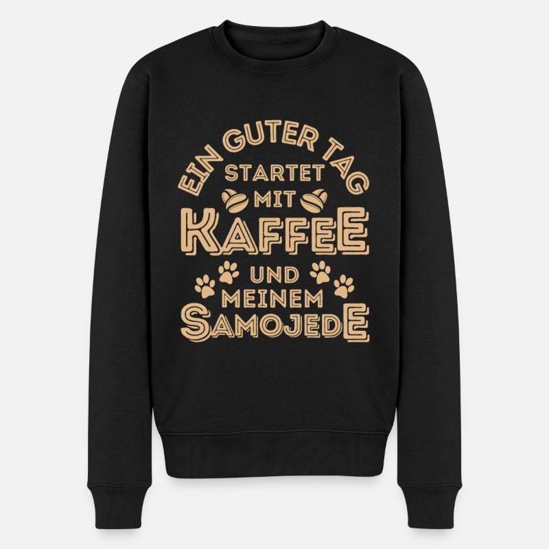 Samojede Kaffee Hund Cafe - Männer Premium Bio Pullover - Schwarz