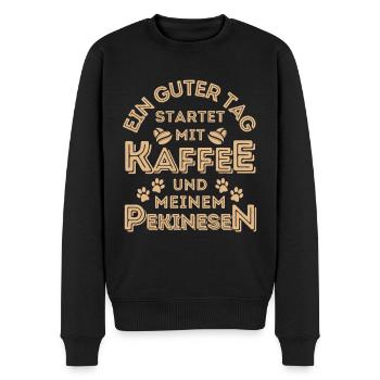 Pekinese Kaffee Hund Cafe - Männer Premium Bio Pullover - Schwarz - Vorne - Nico (187cm)