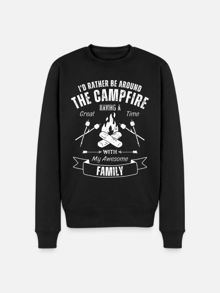 Camping campfire with family - Men's Premium Organic Jumper - black