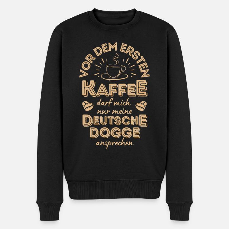 Deutsche Dogge Kaffee Hund Cafe - Männer Premium Bio Pullover - Schwarz