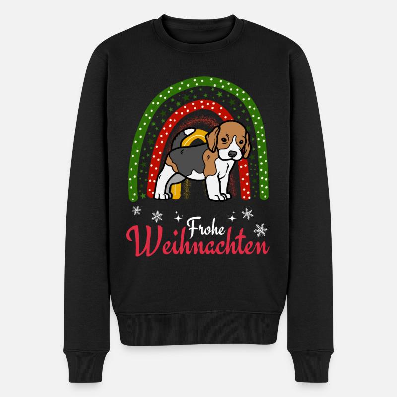 Weihnachten Süßer Beagle Kawaii - Männer Premium Bio Pullover - Schwarz