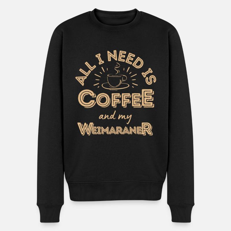 Weimaraner Coffee Dog Cafe - Pull Premium bio Homme - noir