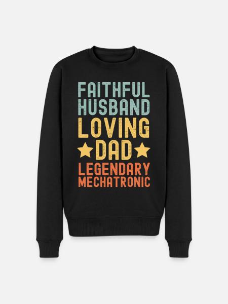 Husband Father Legendary Mechatronics Engineer - Men's Premium Organic Jumper - black