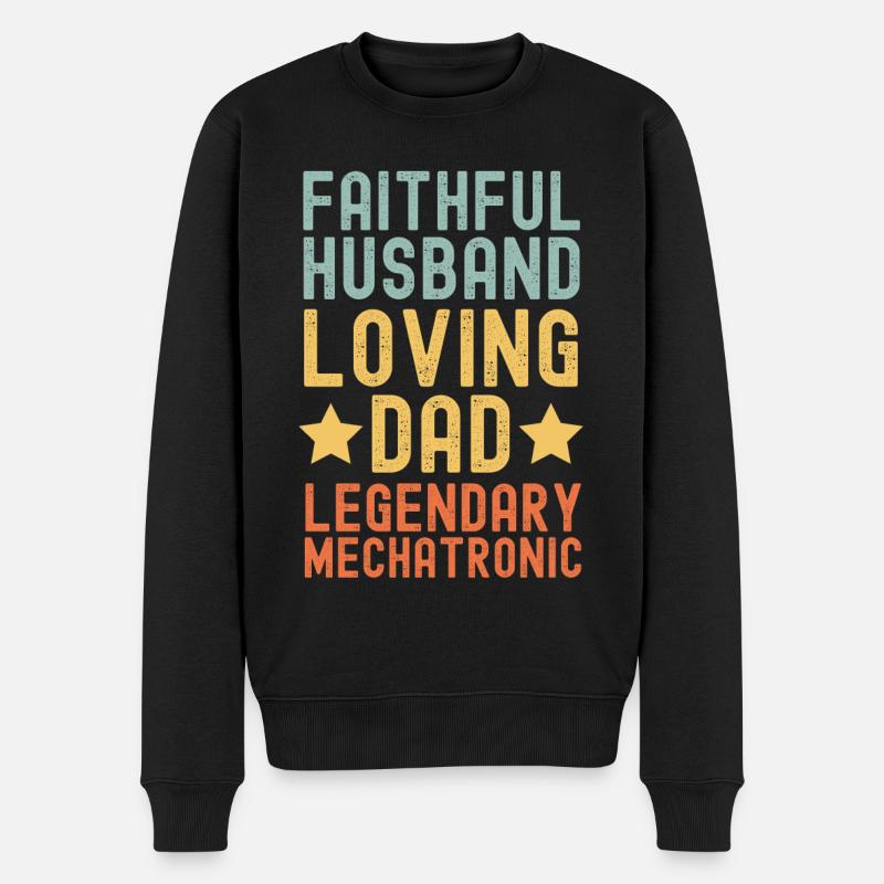 Husband Father Legendary Mechatronics Engineer - Men's Premium Organic Jumper - black