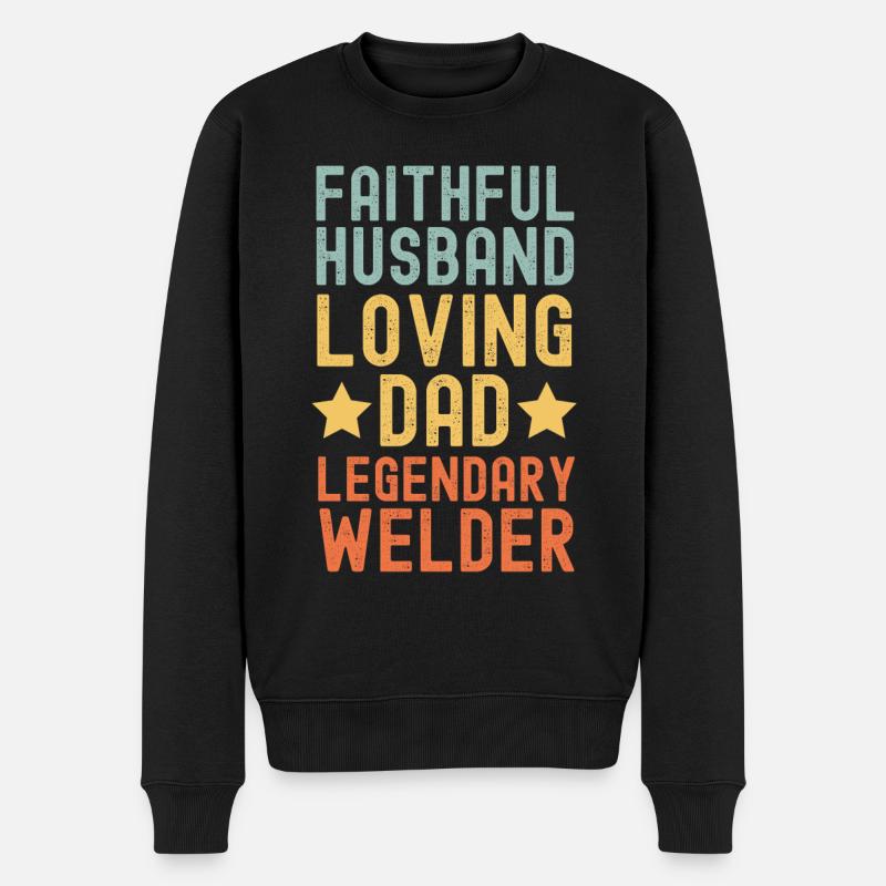 Ehemann Vater Legendärer Schweißer - Männer Premium Bio Pullover - Schwarz