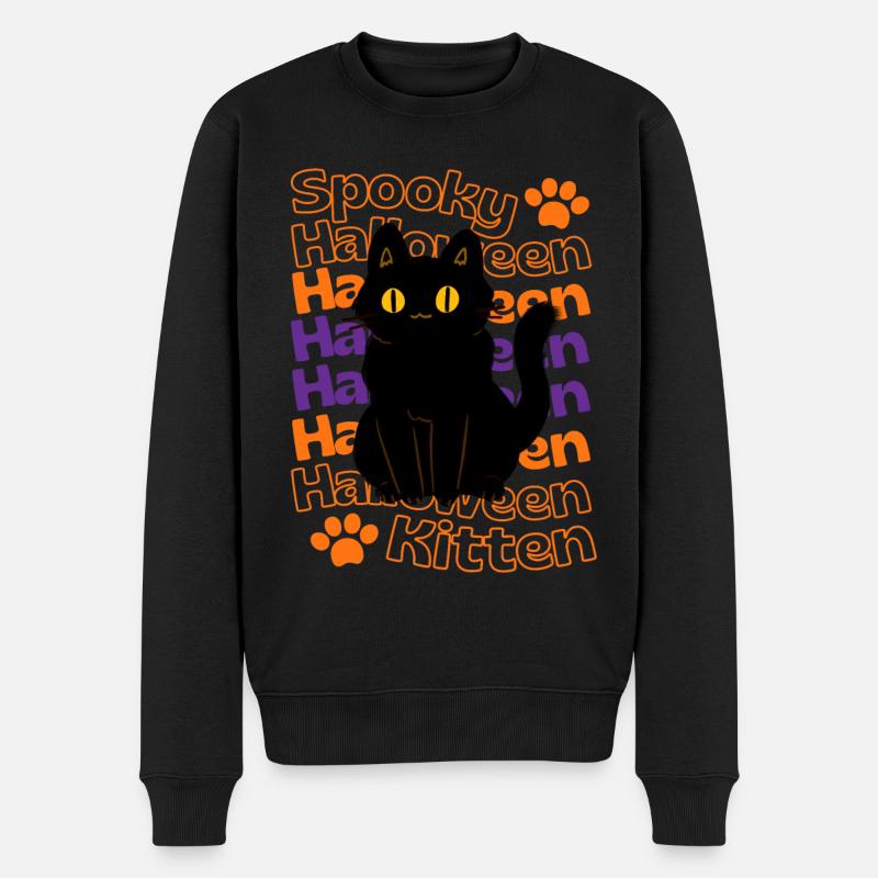 Halloween Katze für Halloween Liebhaber - Männer Premium Bio Pullover - Schwarz