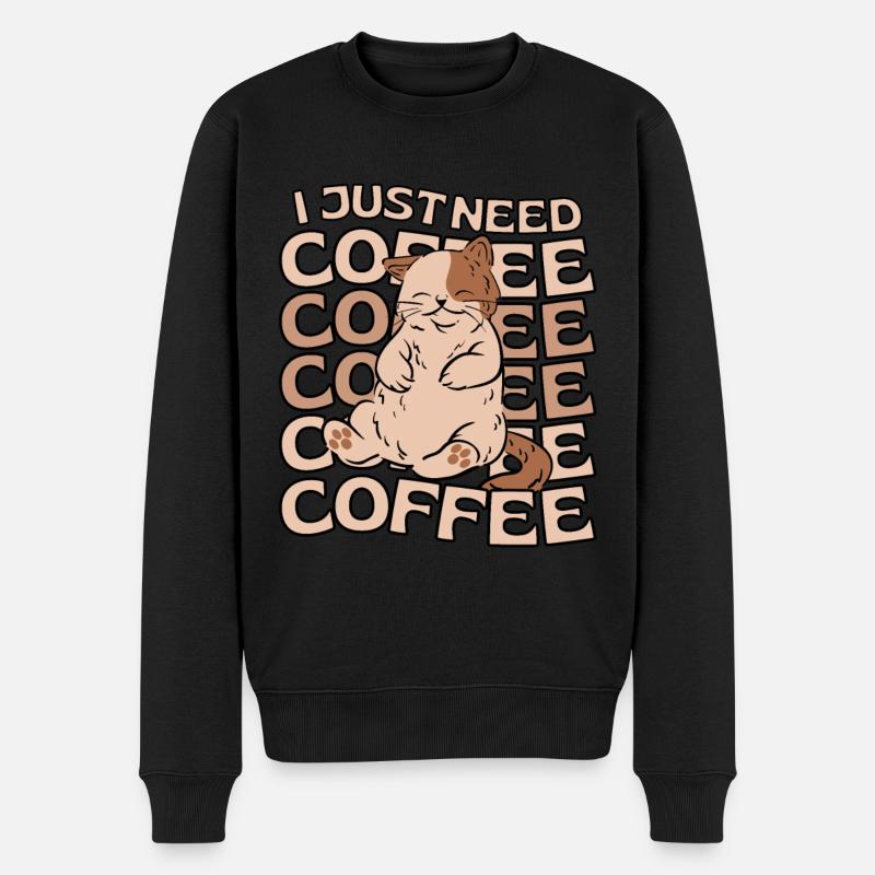 Café chat kawaii Cat Cafe - Pull Premium bio Homme - noir