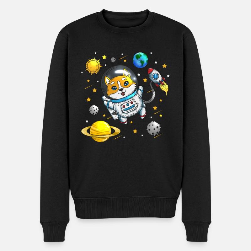 Hunde Fan Weltall Planet Universum Corgi Besitzer - Männer Premium Bio Pullover - Schwarz