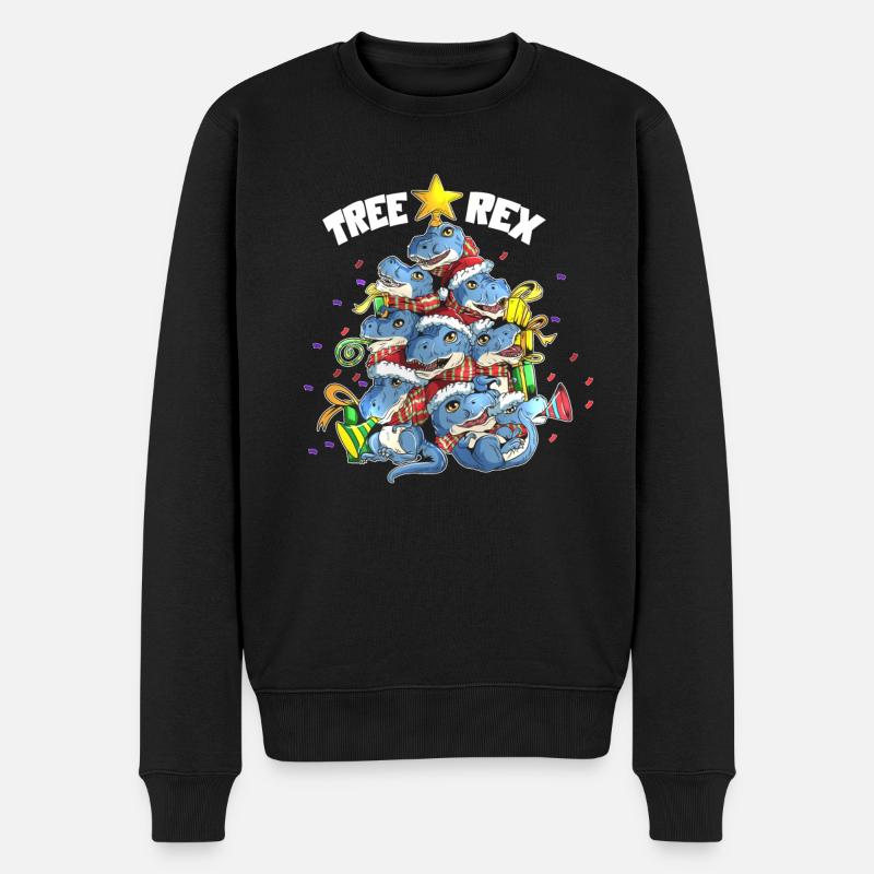 Tree Rex Dinosaurier Tyrannosaurus Rex Weihnachten - Männer Premium Bio Pullover - Schwarz