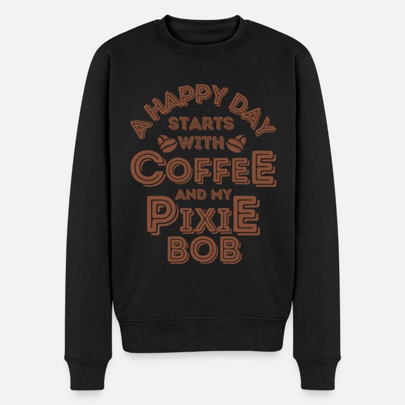 Pixie Bob Cat Coffee Cafe - Men's Premium Organic Jumper - black