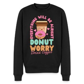 Donut Worry boire du café Donut kawaii - Pull Premium bio Homme - noir - Devant - Nico (187cm)