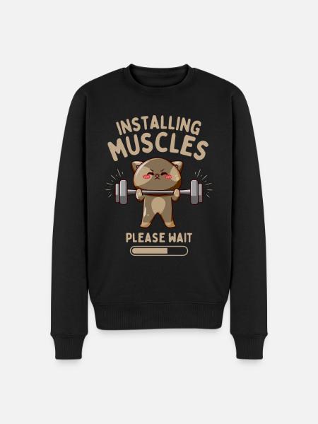 Funny Cat Fitness Krachttraining - Mannen Premium Bio sweater - zwart