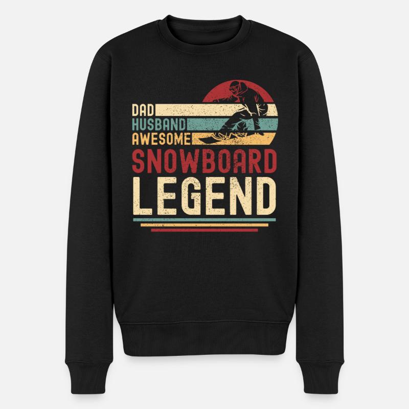 Ehemann Vater Snowboard Legende Retro Vintage - Männer Premium Bio Pullover - Schwarz